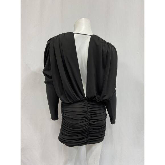 L'Academie 'The Court' Black Cotton Halterneck Mini Dress Size XS - Picture 3 of 5